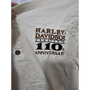 Harley Davidson 110th Anniversary Long Sleeve Henley T-Shirt Mens biker